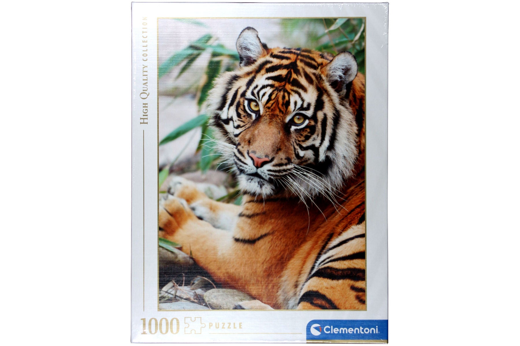 Portrait eines liegenden Sumatra Tigers Clementoni Puzzle 1000 Teile 50 x 69 cm
