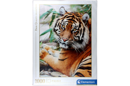 Portrait eines liegenden Sumatra Tigers Clementoni Puzzle 1000 Teile 50 x 69 cm