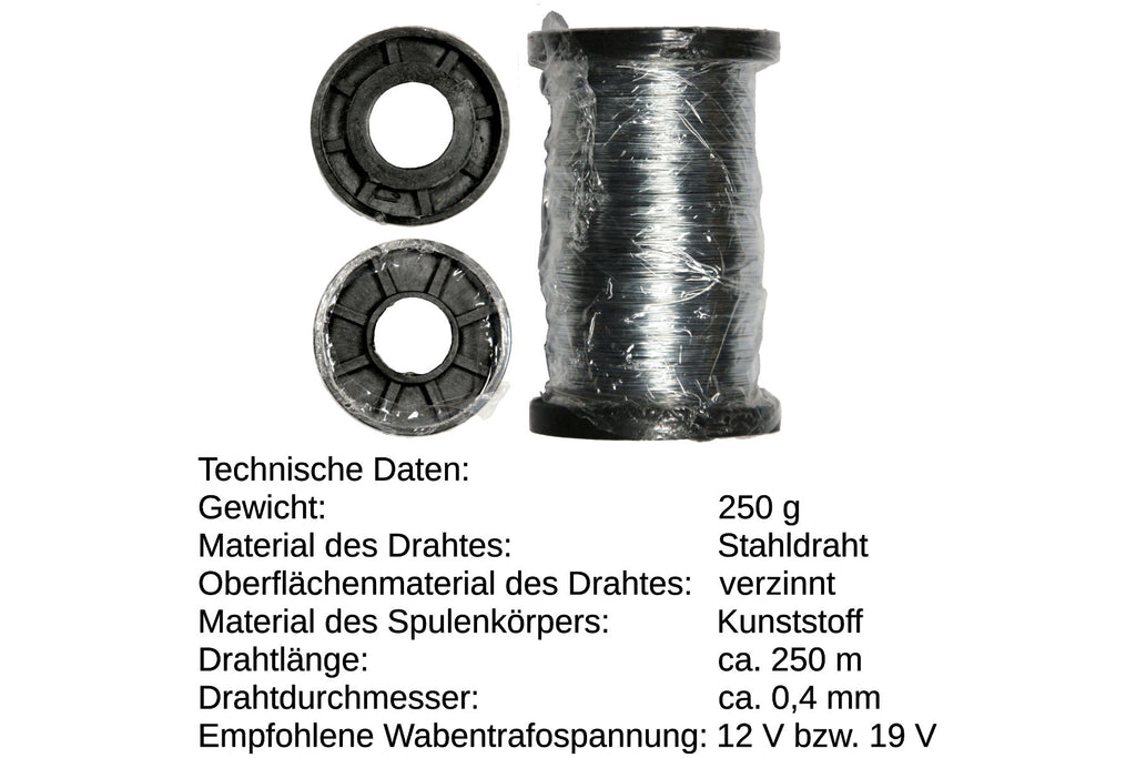 Wabendraht Ø 0,4 mm  250 g / 500 g zum Verdrahten von Wabenrähmchen