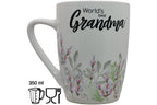 Jumbo Tasse XL 350 ml mit Schriftzug "World´s best Grandma" mit Blumenwiese
