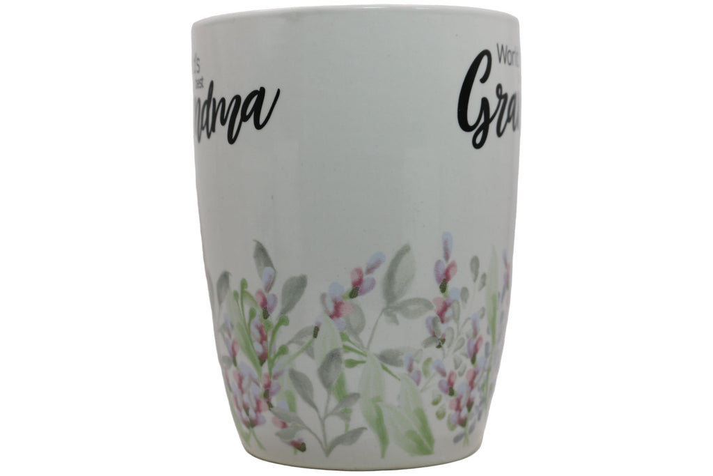 Jumbo Tasse XL 350 ml mit Schriftzug "World´s best Grandma" mit Blumenwiese