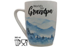 Jumbo Tasse XL 350 ml mit Schriftzug "World´s best Grandpa" mit blauen Gebirgsbild