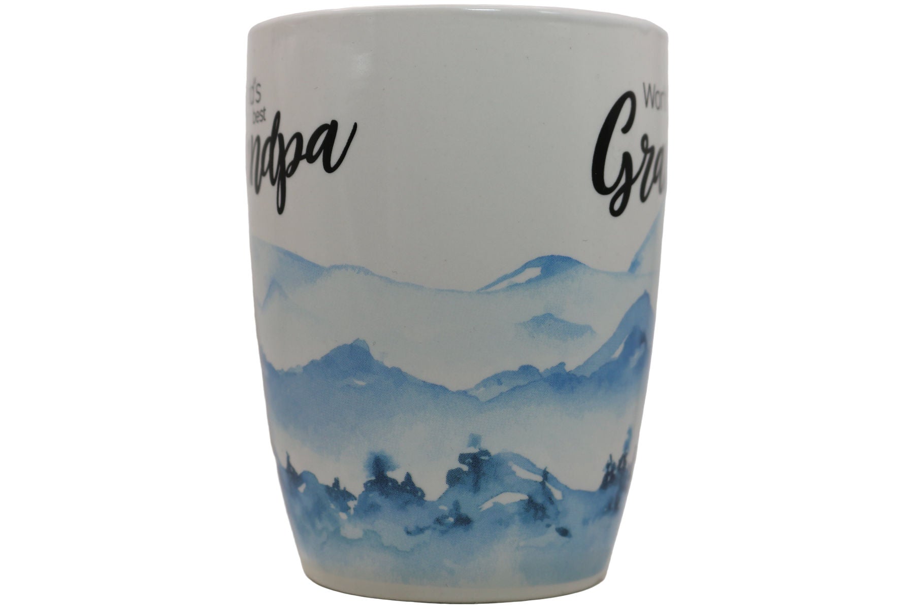 Jumbo Tasse XL 350 ml mit Schriftzug "World´s best Grandpa" mit blauen Gebirgsbild