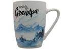 Jumbo Tasse XL 350 ml mit Schriftzug "World´s best Grandpa" mit blauen Gebirgsbild