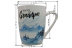 Jumbo Tasse XL 350 ml mit Schriftzug "World´s best Grandpa" mit blauen Gebirgsbild