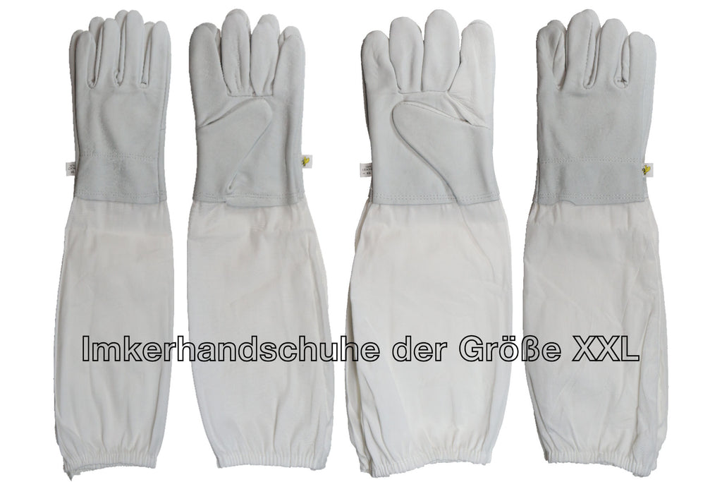 Imkerjacke in Universalgröße mit Imkerhandschuhe mit Stulpen weiß Größe XXL