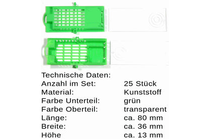 10 Stück Zusetzkäfig Versandkäfig grün für Bienenköniginnenzucht