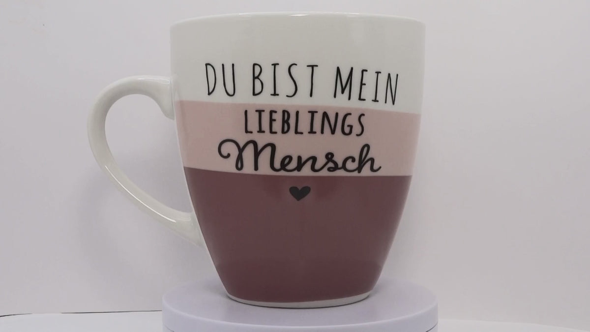 Jumbo Tasse XXL 970 ml "Du bist mein Lieblingsmensch" weiß/altrosa/brombeere