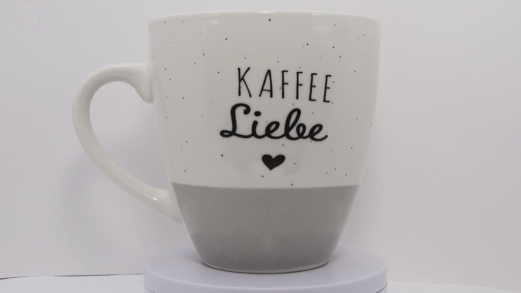 Jumbo Tasse 3XL 970 ml mit Schriftzug "Kaffee Liebe" weiß/grau