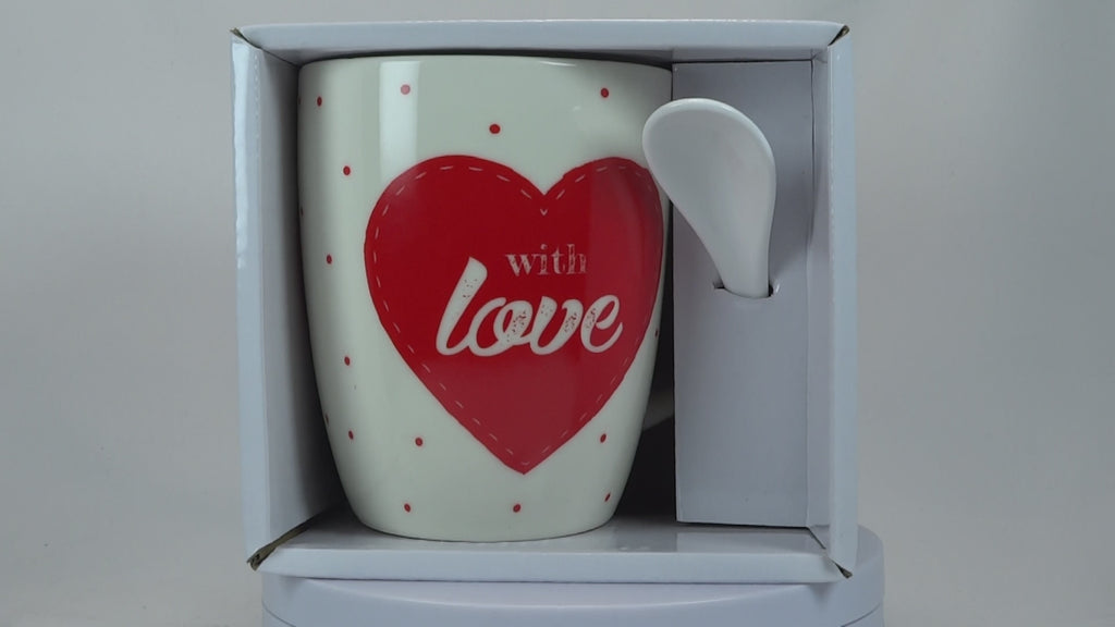 Jumbo Tasse XXL 300 ml weiß mit Schriftzug "With love" in Geschenkbox