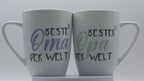 Jumbo Tasse XXL 380 ml 2er-Set mit Schriftzug "Beste Oma der Welt" bzw. "Bester Opa der Welt"