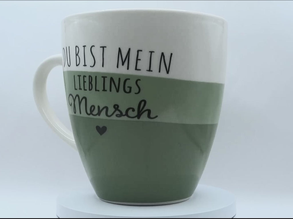 Jumbo Tasse XXL 970 ml "Du bist mein Lieblingsmensch" weiß/lindgrün