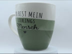 Jumbo Tasse XXL 970 ml "Du bist mein Lieblingsmensch" weiß/lindgrün