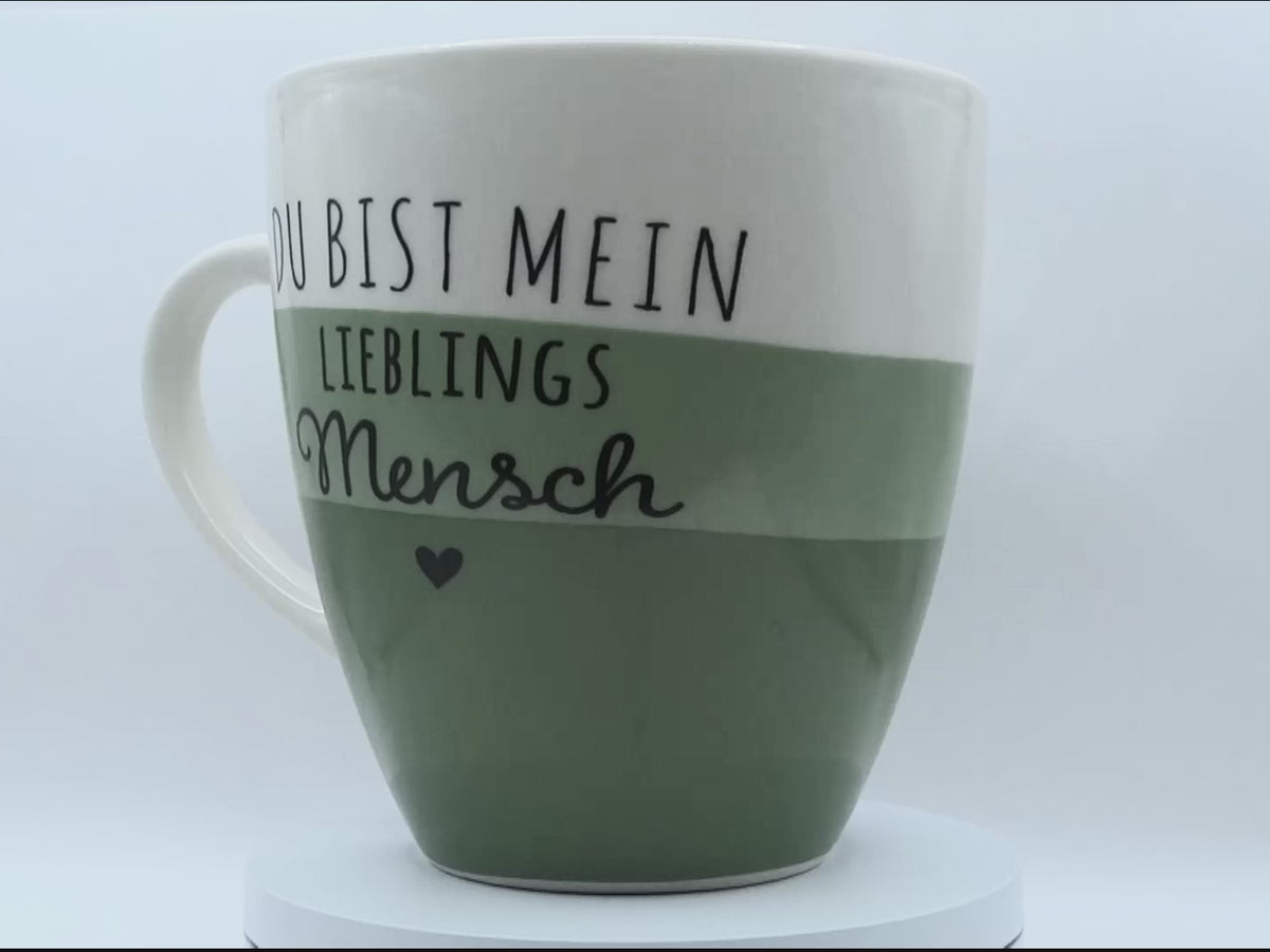 Jumbo Tasse XXL 970 ml "Du bist mein Lieblingsmensch" weiß/lindgrün