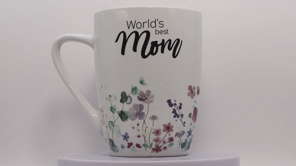Jumbo Tasse XL 350 ml mit Schriftzug "World´s best Mom" mit Blumenwiese