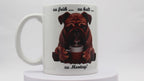 Jumbo Tasse XXL 330 ml sitzender Hund mit Tasse und Schriftzug "zu früh .... zu kalt .... zu Montag!"