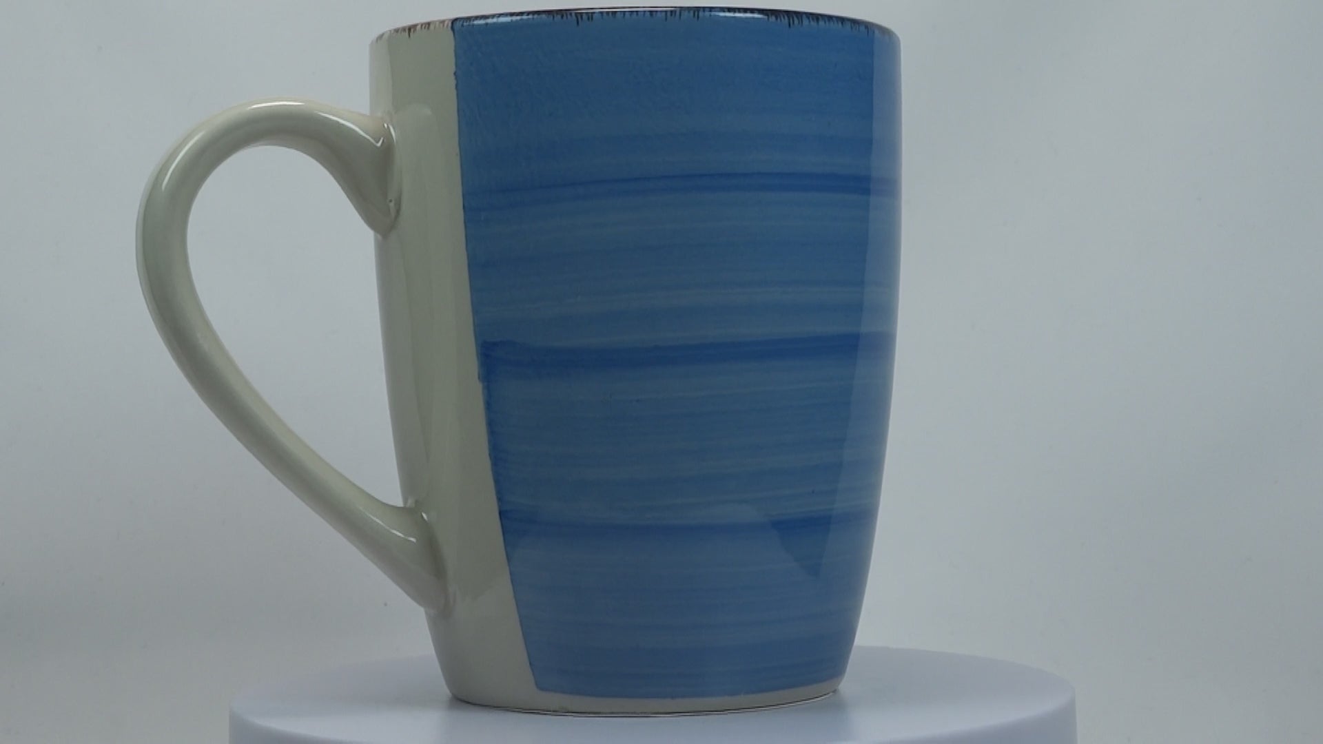 Frühstückset Jumbo Tasse XXL 340 ml und Müslischale 600 ml Ø 14 cm blau gestreift