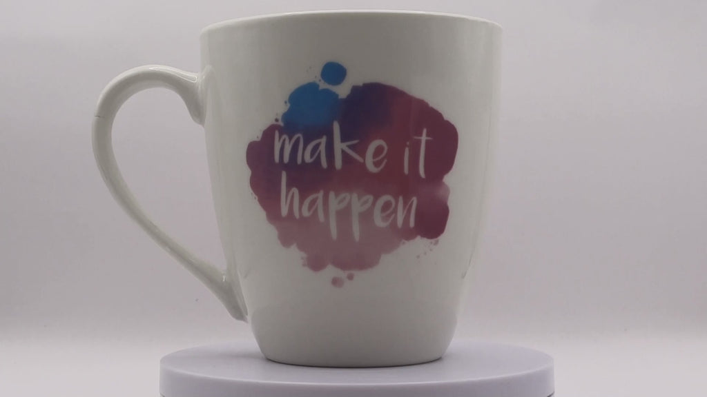 Jumbo Tasse XXL 550 ml Wolkenbild mit Schriftzug "make it happen"