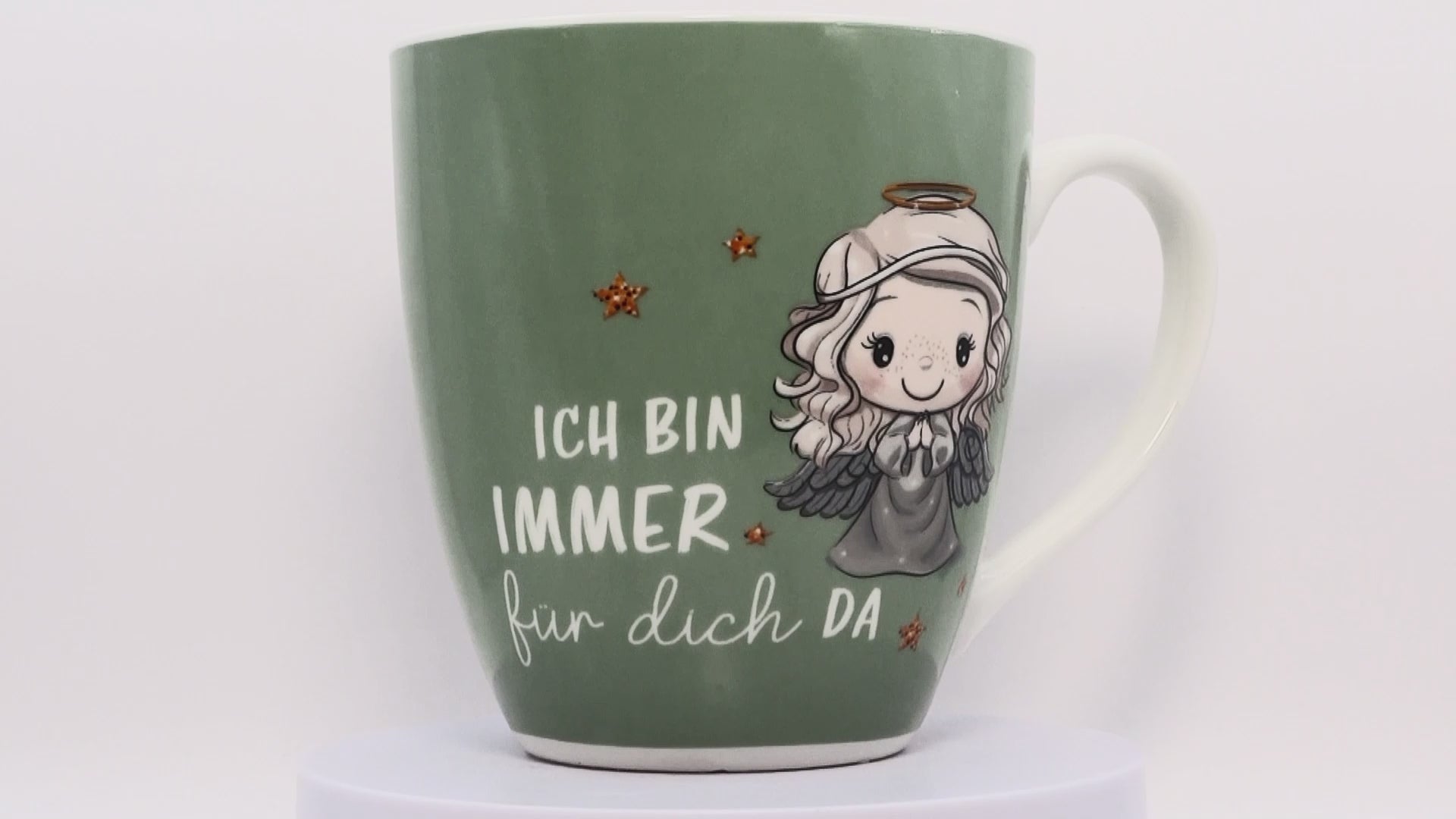 Jumbo Tasse XXL 550 ml Schutzengel lindgrün "ICH BIN IMMER für dich DA"